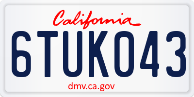 CA license plate 6TUK043