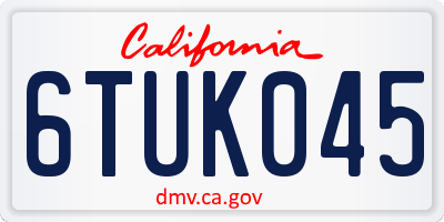 CA license plate 6TUK045