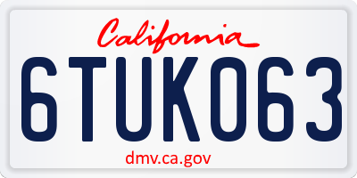 CA license plate 6TUK063