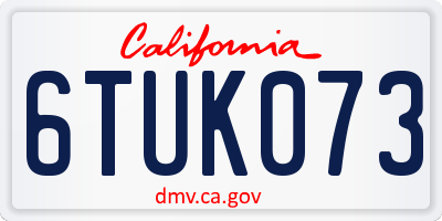 CA license plate 6TUK073
