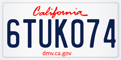 CA license plate 6TUK074