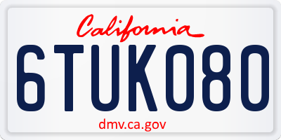 CA license plate 6TUK080
