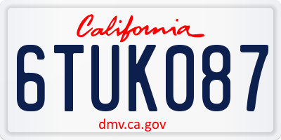 CA license plate 6TUK087