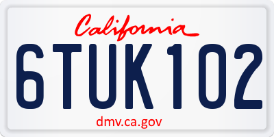 CA license plate 6TUK102