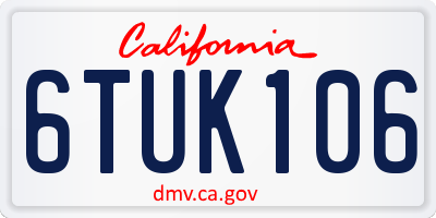 CA license plate 6TUK106