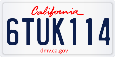 CA license plate 6TUK114
