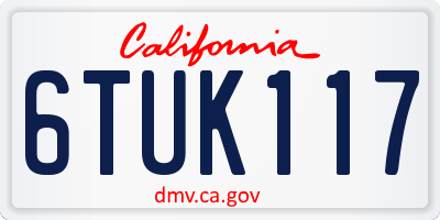 CA license plate 6TUK117