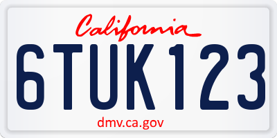 CA license plate 6TUK123