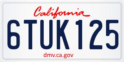 CA license plate 6TUK125