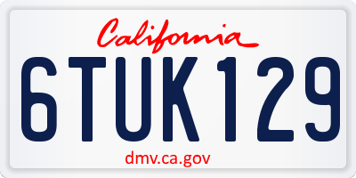 CA license plate 6TUK129
