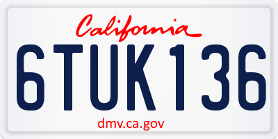 CA license plate 6TUK136