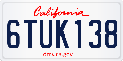 CA license plate 6TUK138