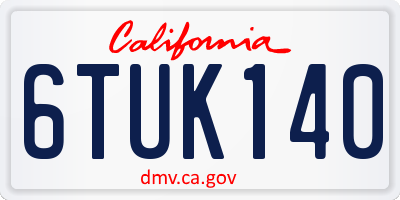 CA license plate 6TUK140