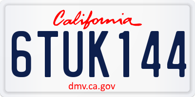 CA license plate 6TUK144