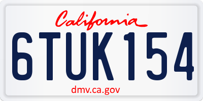 CA license plate 6TUK154