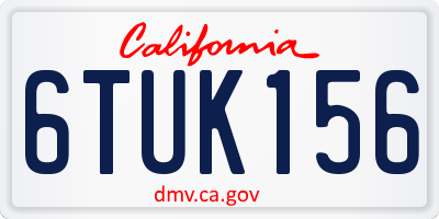CA license plate 6TUK156