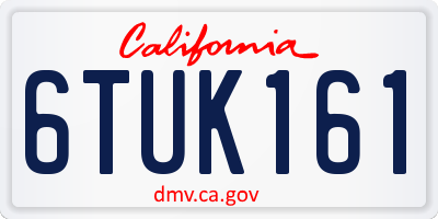 CA license plate 6TUK161