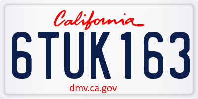 CA license plate 6TUK163