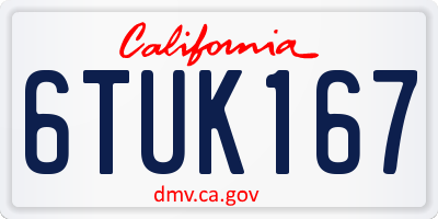 CA license plate 6TUK167