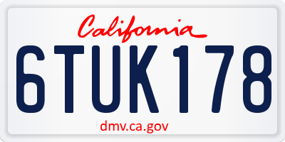 CA license plate 6TUK178
