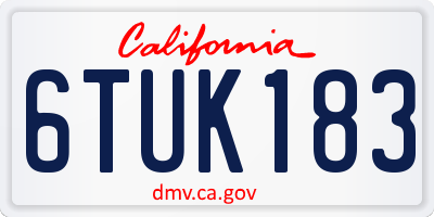 CA license plate 6TUK183