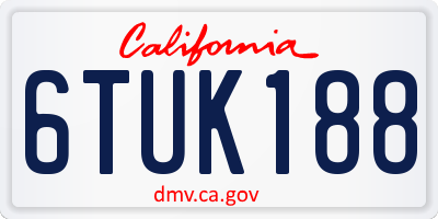 CA license plate 6TUK188
