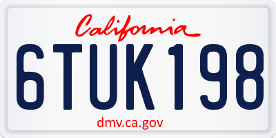 CA license plate 6TUK198