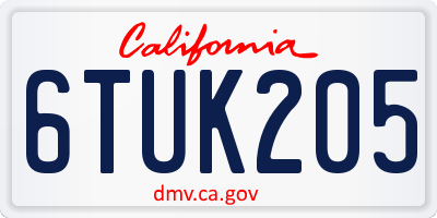CA license plate 6TUK205
