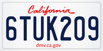 CA license plate 6TUK209