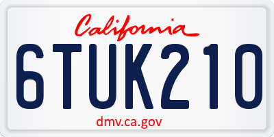CA license plate 6TUK210