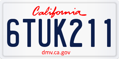 CA license plate 6TUK211