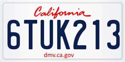 CA license plate 6TUK213