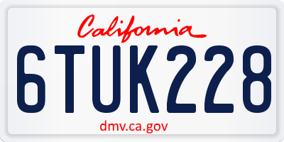 CA license plate 6TUK228