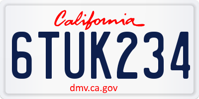 CA license plate 6TUK234