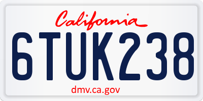 CA license plate 6TUK238