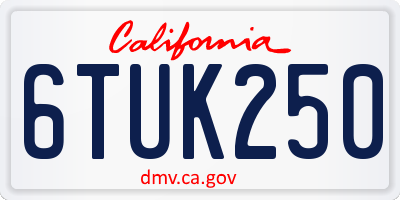 CA license plate 6TUK250