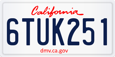 CA license plate 6TUK251