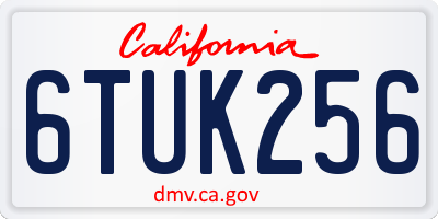 CA license plate 6TUK256