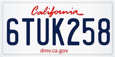 CA license plate 6TUK258