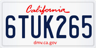 CA license plate 6TUK265