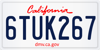 CA license plate 6TUK267