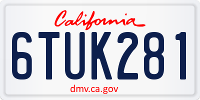 CA license plate 6TUK281