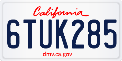 CA license plate 6TUK285