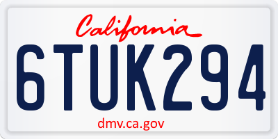 CA license plate 6TUK294