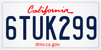 CA license plate 6TUK299