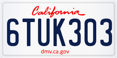 CA license plate 6TUK303
