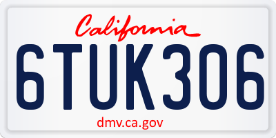 CA license plate 6TUK306