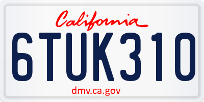 CA license plate 6TUK310