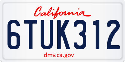 CA license plate 6TUK312