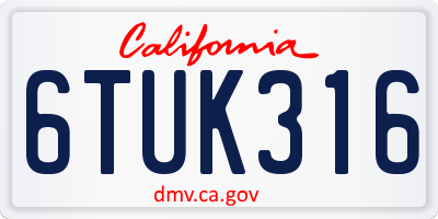 CA license plate 6TUK316